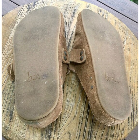 Beek tan suede slip on mule clogs ladies size 8 NWOB Beek Anthropology Suede Clogs Shearling Lined Wooden  main image 4